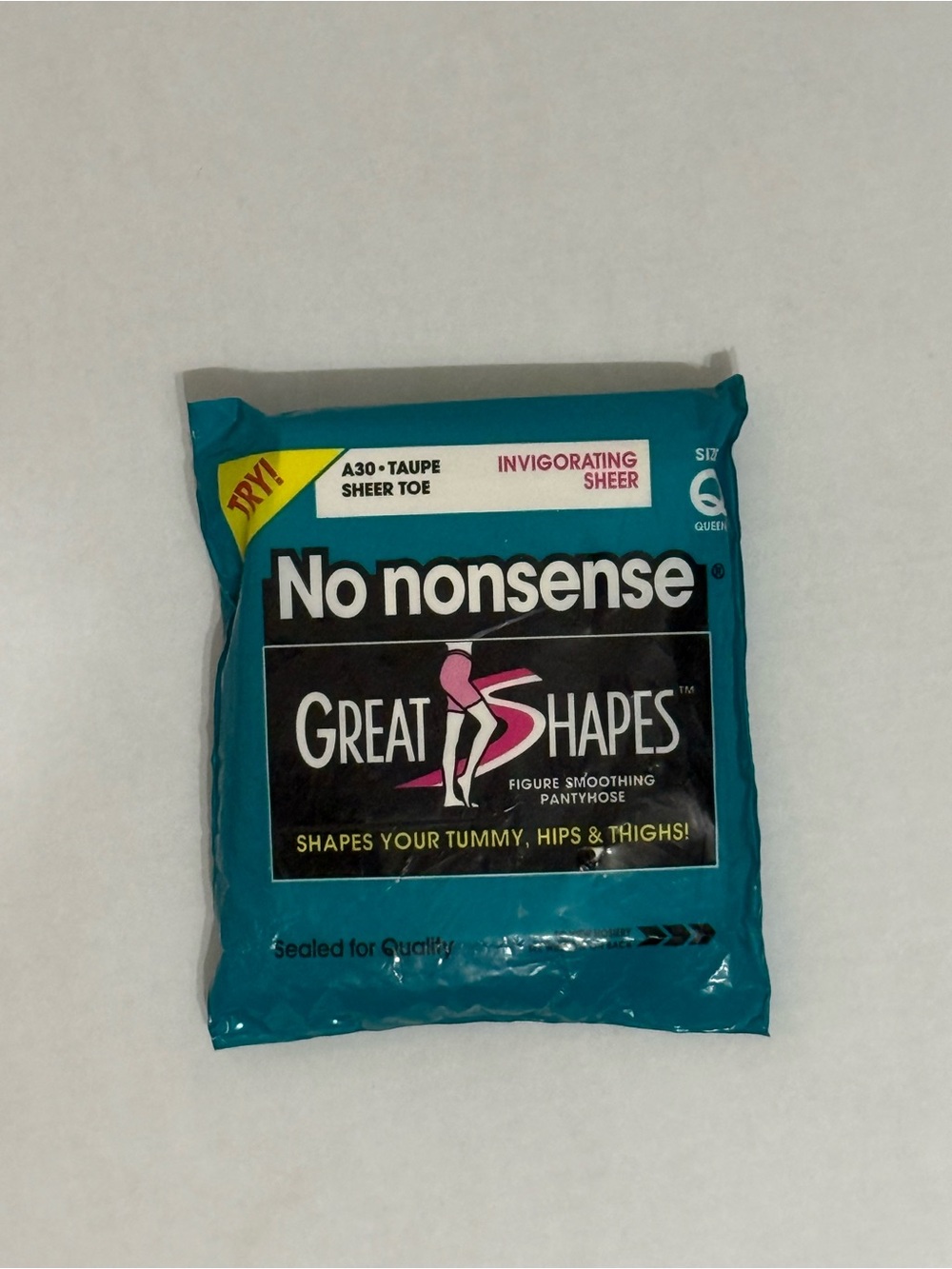 Vtg No Nonsense Great Shapes Pantyhose Size Q Queen Taupe Sheer Toe Invigorating